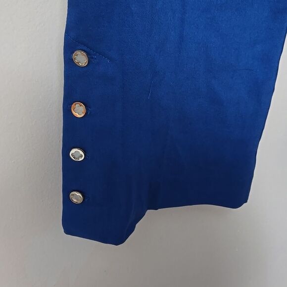 Counterparts Pull-on Pants Womens Size Small Blue Gold Button Hem Trousers - Picture 2 of 7